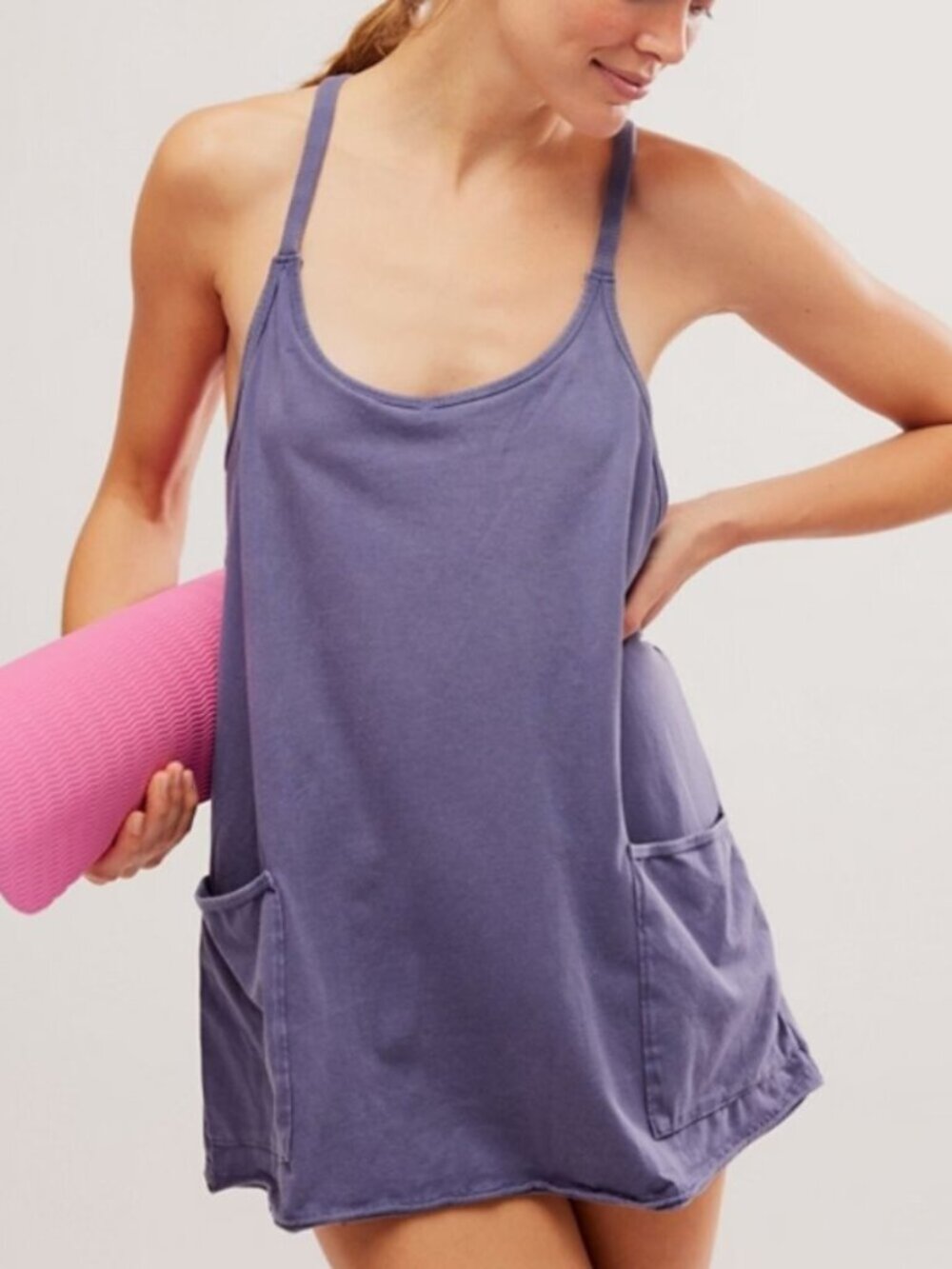 Free People  FP Movement Hot Shot Mini Dress Blue Indigo New NWT Small S